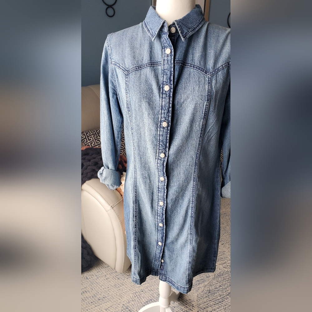 Denim Shirt Dress - Picture 3 of 12